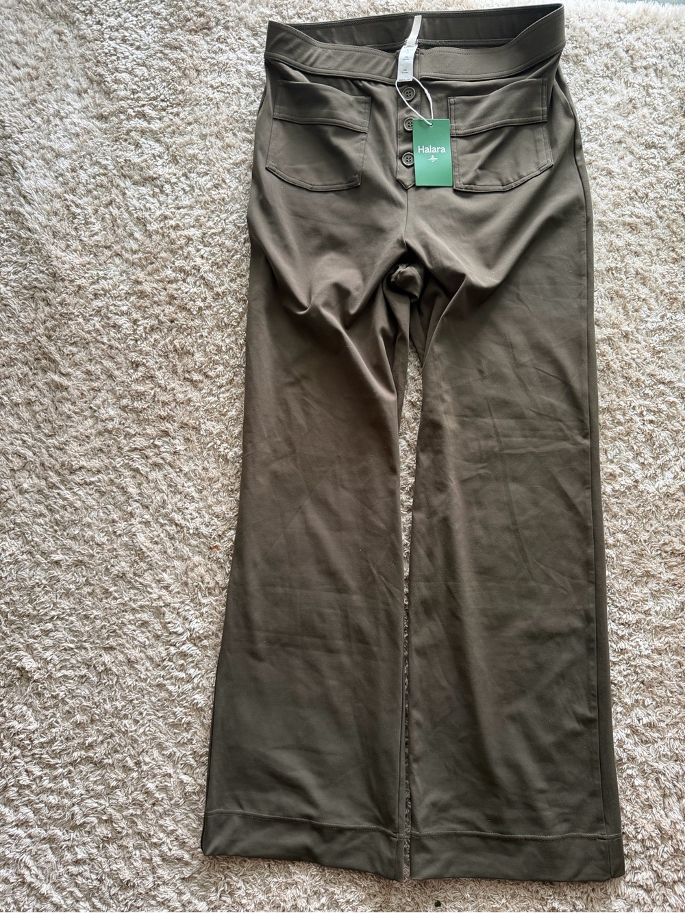 Halara Olive Green 3 Button High Rise Straight Fit Pants